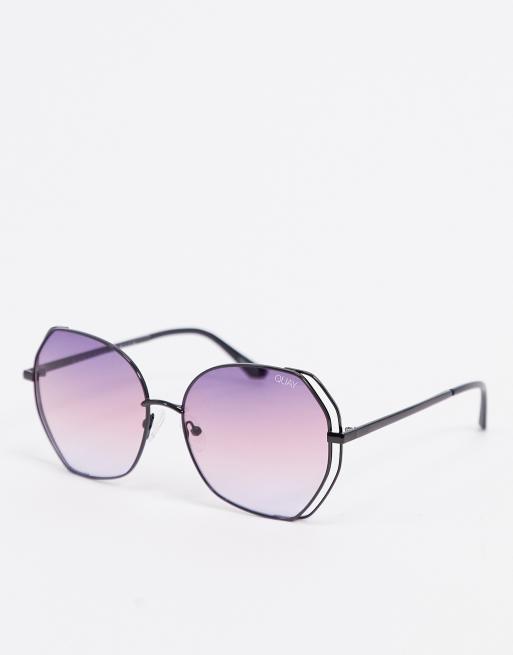 Quay Australia Big Love oversized sunglasses in black with purple lens