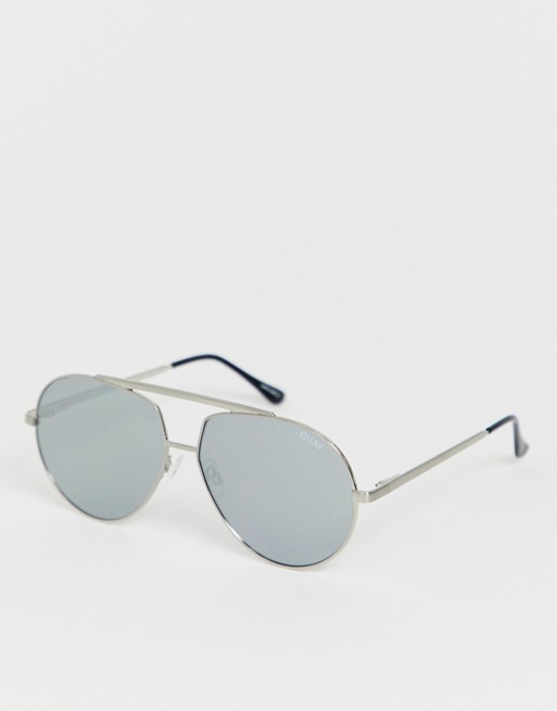 Quay Australia blaze aviator sunglasses in silver