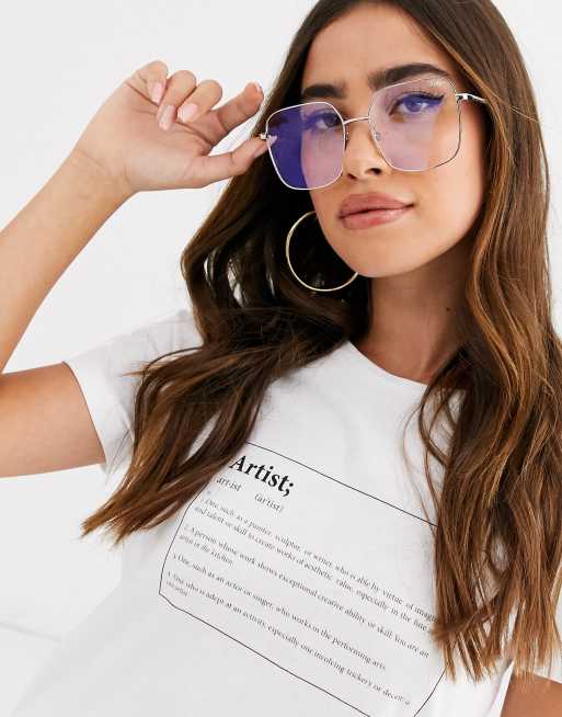 antenne glemme Skorpe Quay Australia Cheat Sheet square blue light lens glasses in silver | ASOS