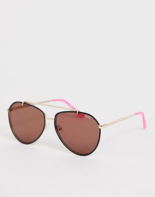 Quay Australia – Dirty Habit – Spräckliga solglasögon i pilotmodell-Brun