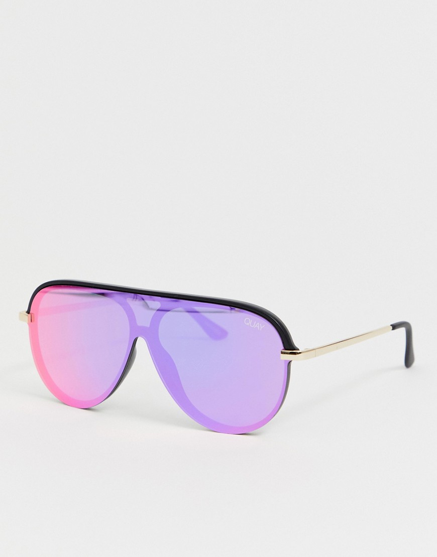 Quay Australia empire aviator sunglasses in pink-Roze