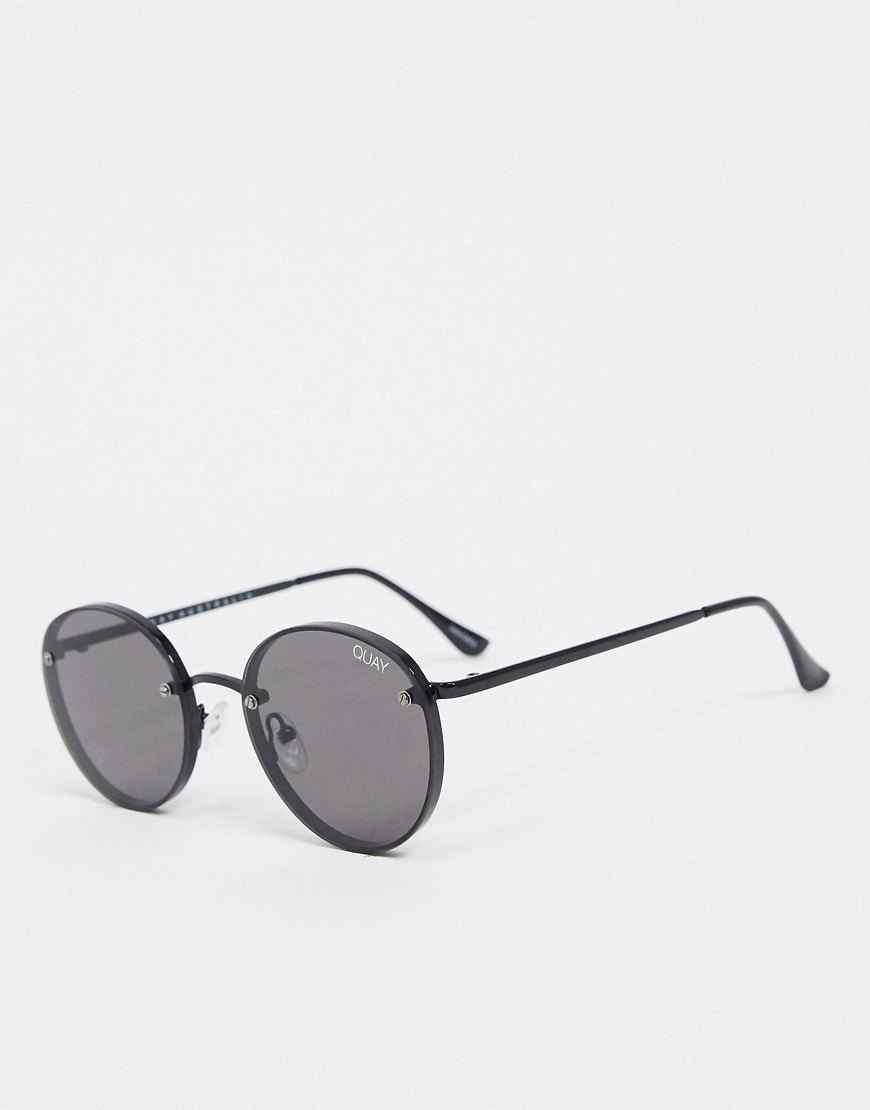 Quay Australia - Farrah - Ronde zonnebril in zwart met getinte glazen
