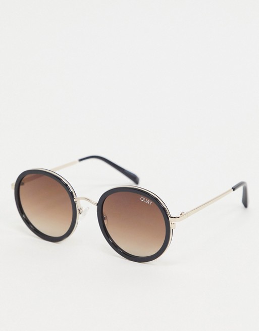 Quay Australia firefly round sunglasses in black