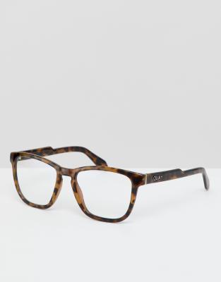 Quay Australia - Hardwire - Bril met doorzichtige glazen in tortoise met blauw lichtfilter