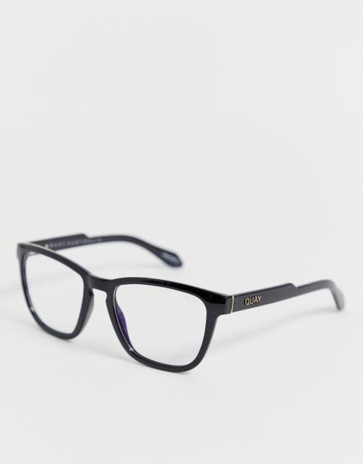 Quay Australia Hardwire Lunettes verres transparents anti lumi re bleue Noir et bleu