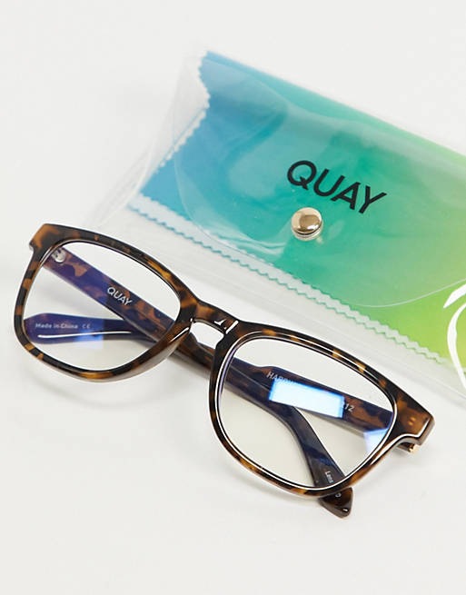 Quay Australia Womens Hardwire Mini Square Blue Light Blocking Glasses 