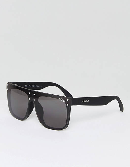 Quay Australia hidden hills flat brow sunglasses in black