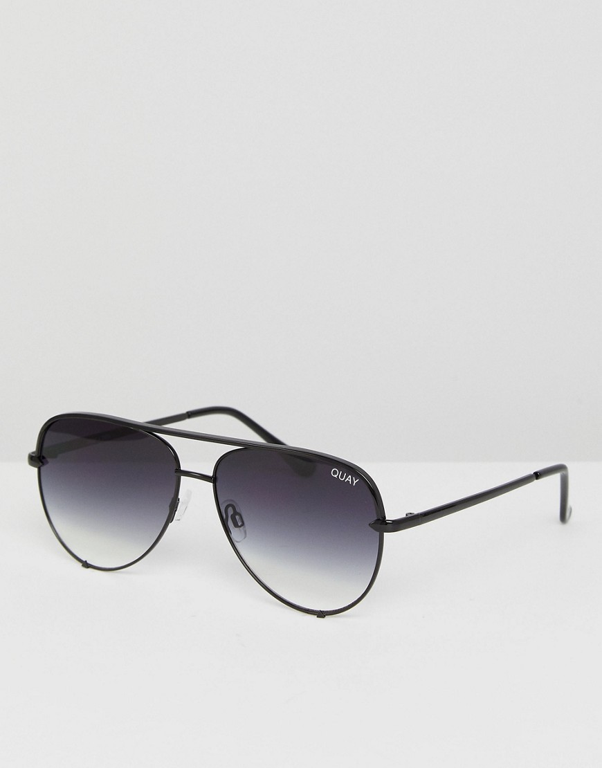 Quay Australia – High Key Mini – Svarta pilotsolglasögon med tonade glas
