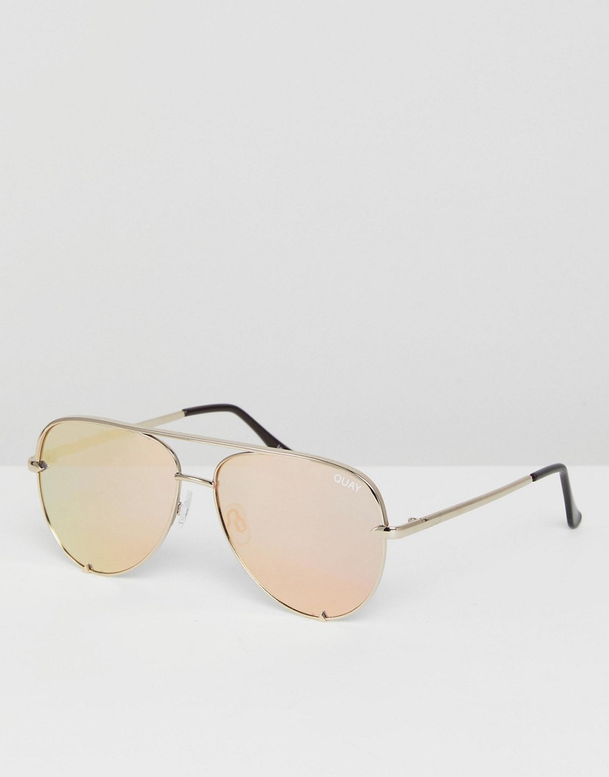 quay australia - high key - occhiali da sole modello aviatore piccoli oro