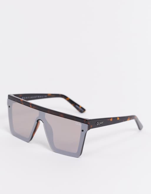 Quay Australia – Hindsight – Szylkretowe okulary przeciwsłoneczne typu visor z lustrzanymi soczewkami