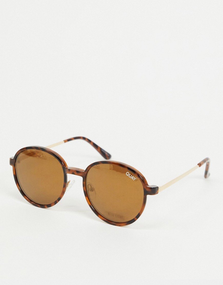 Quay I See You Round Glasses In Tortoise With Clip On Lens-brown