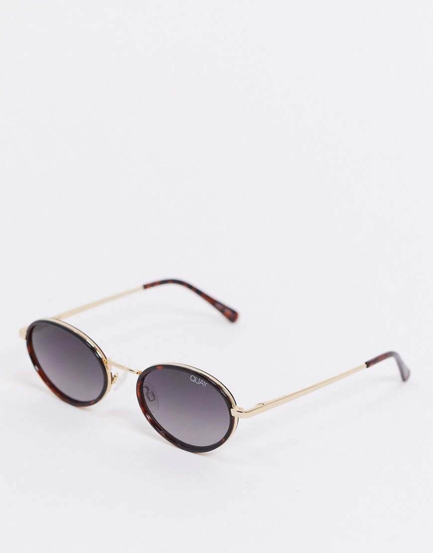 QUAY LINE UP OVAL SUNGLASSES IN BROWN TORT,QU-000645-TORT/SMK