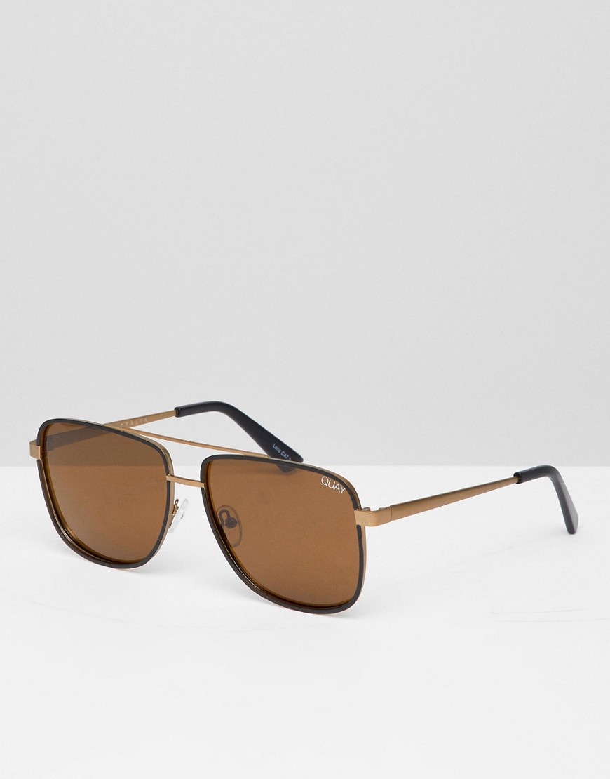Quay Australia Modern Times aviator sunglasses in bronze-Gold