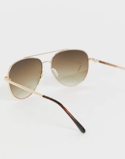 Quay Australia- Oasis Quay Australia oasis aviator sunglasses in gold | ASOS main image 2