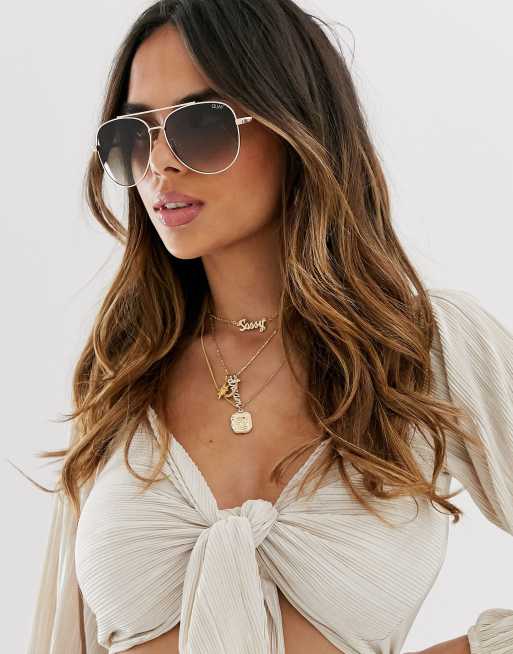 Quay Australia oasis aviator sunglasses in gold | ASOS display picture 2