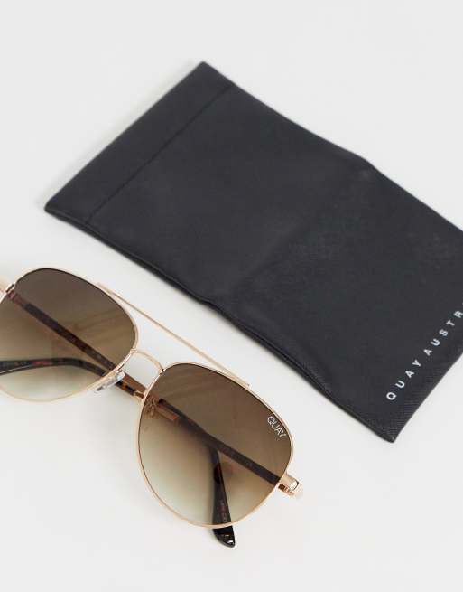 Quay Australia oasis aviator sunglasses in gold | ASOS