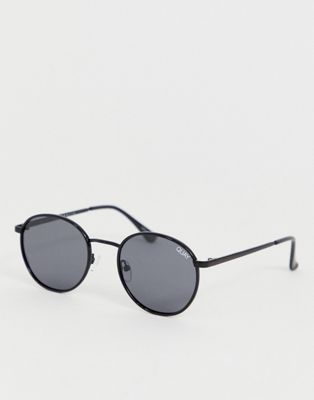 Quay Australia – Omen – Runde Sonnenbrille mit polarisierten Gläsern in Schwarz
