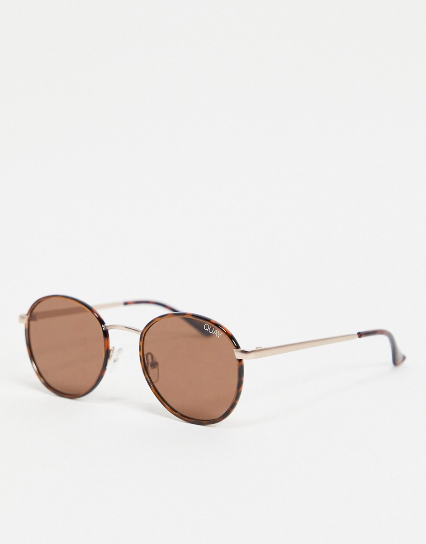 Quay Australia Omen unisex round sunglasses in tort-Brown