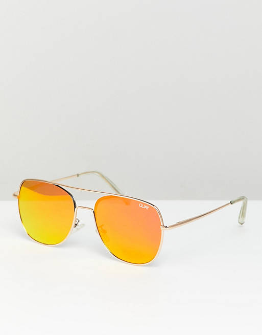 Quay Australia running riot aviator sunglasses with red tinted lens