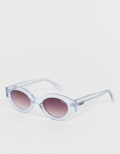 Quay Australia see me now slim cat eye sunglasses in blue tinted frame