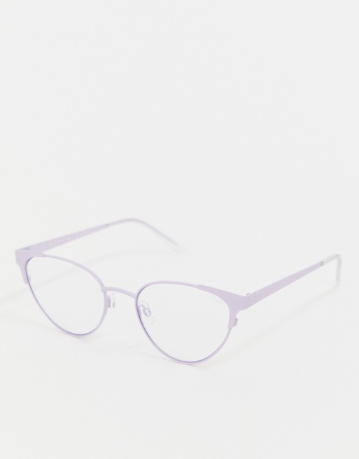Quay Australia Song Bird cat eye clear lens glasses in purple with blue light blocker