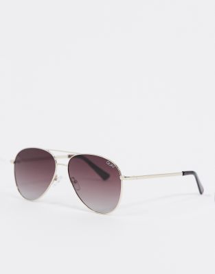 Quay Still Standing Aviator Sunglasses In Goldbrown ModeSens