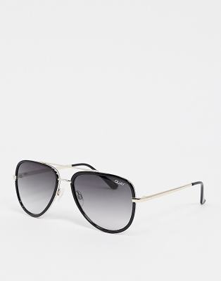 Quay Unisex All In Mini Sunglasses In Black In Black
