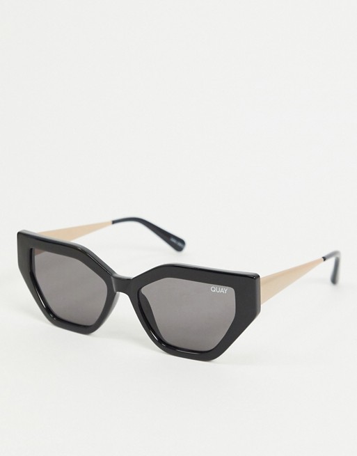 Quay Australia Vinyl slim cat eye sunglasses in black
