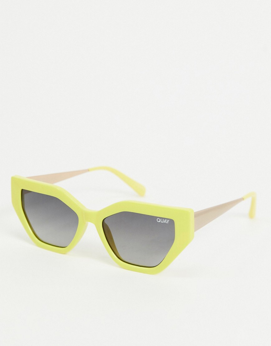 Quay Vinyl Slim Cat Eye Sunglasses In Yellow