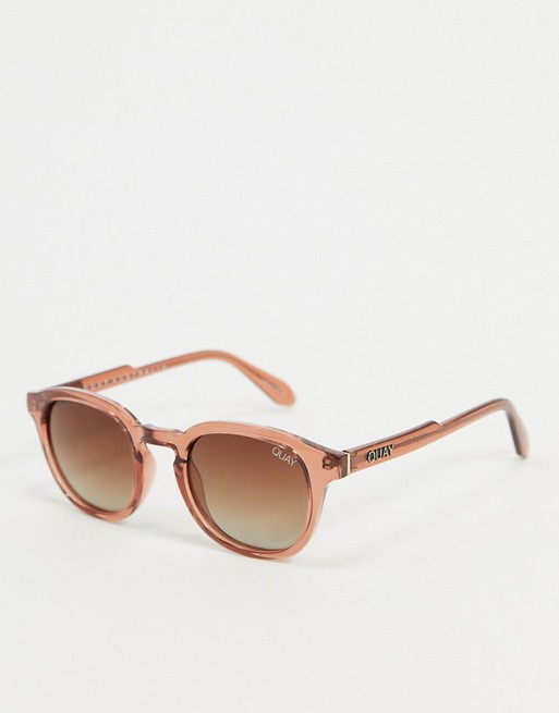 Quay Australia Walk On round sunglasses in brown fade
