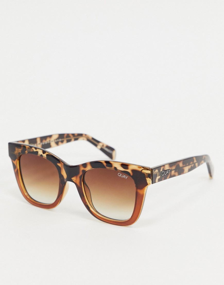 Quay Australia x Chrissy After Hours oversized square sunglasses in brown tort fade