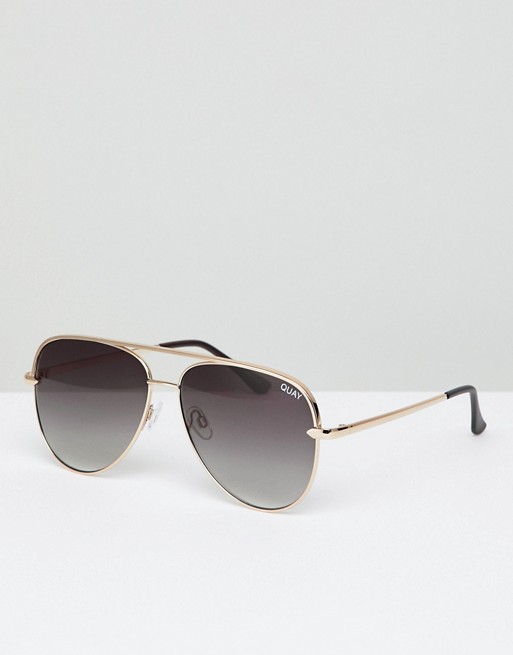Quay Australia Sahara aviator sunglasses in gold/smoke