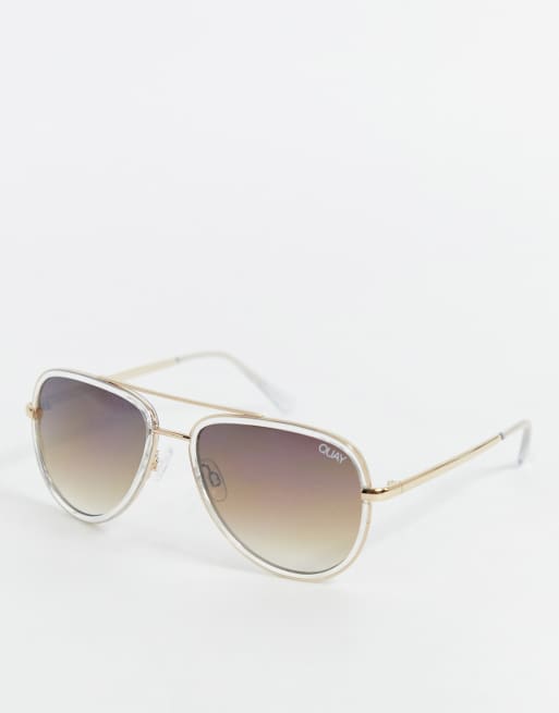 Quay Australia x J Lo All In mini aviator sunglasses in gold ASOS