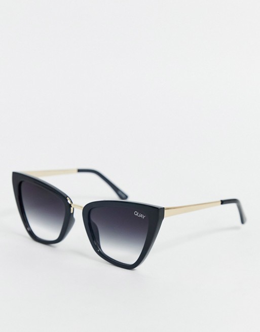 Quay Australia x J Lo Reina mini cat eye sunglasses in black