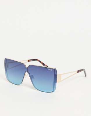 QUAY QUAY BANKROLL WOMEN'S SQUARE SUNGLASSES IN BLUE-BLUES