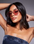 [Quay Australia] Quay Big Time round metal sunglasses in gold with pink lens No Size PINK