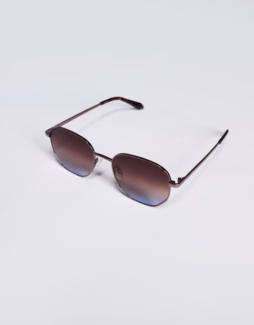 Quay Big Time 54mm Gradient Round Sunglasses Chocolate Brown Blue 78605 Buy QUAY QUAY Big Time Sunglasses - Chocolate/Brown Blue  main image 3