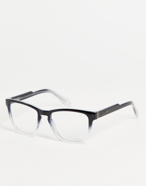 Quay blue light glasses in black and clear fade | ASOS