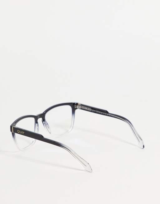 Quay blue light glasses in black and clear fade, 2 of 4