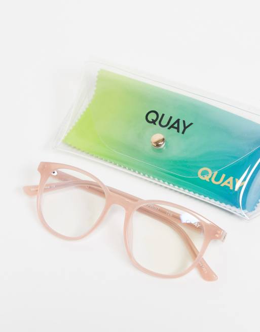 Quay – Blueprint – Runde Unisex-Sonnenbrille in Zartrosa mit Gläsern mit Blaulichtfilter, 4 von 4