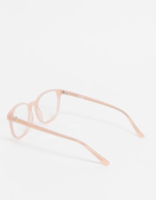 Quay Blueprint unisex round blue light lens glasses in blush, 3 of 4