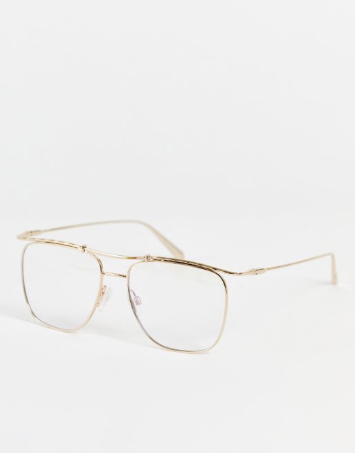 Quay – Bodega Babe – Blokujące niebieskie światło okulary typu aviator w kolorze złotym