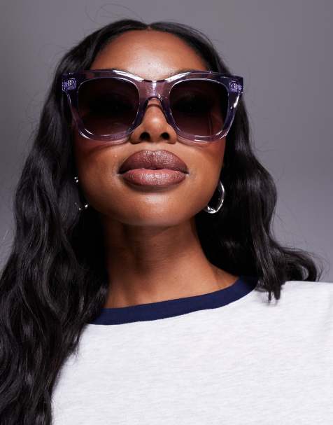 Quay busy busy oversized square sunglasses in pink with brown lens - view 1