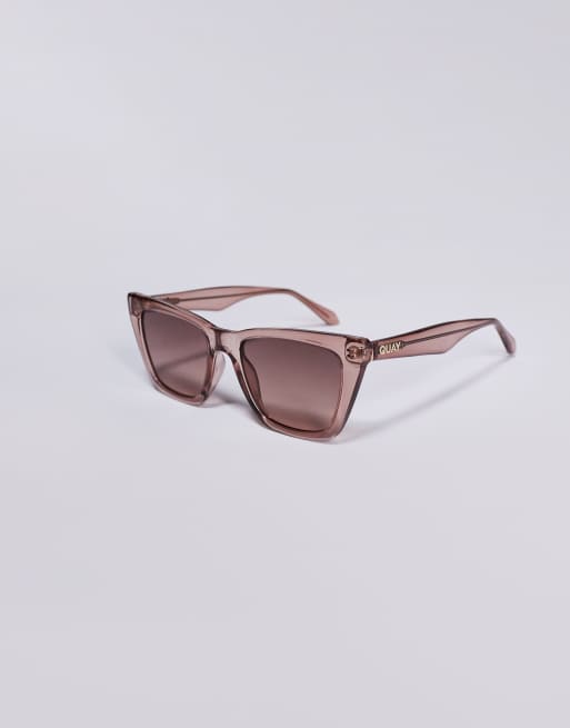 Quay call the shots cat eye sunglasses in clear pink with  display picture 3