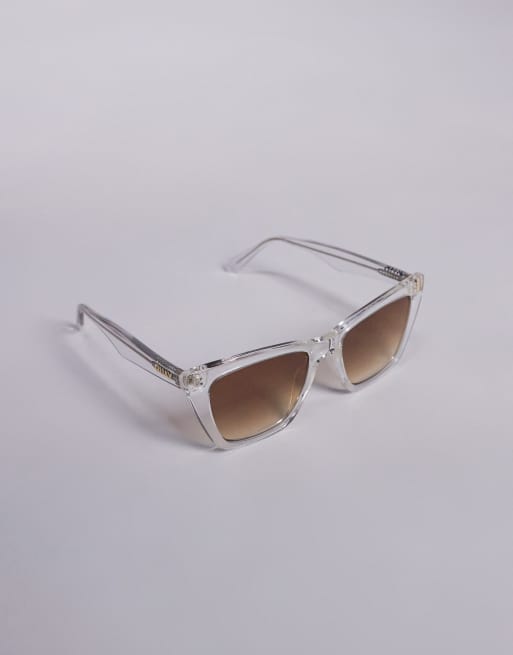 Quay call the shots cat eye sunglasses in clear with brown  display picture 1