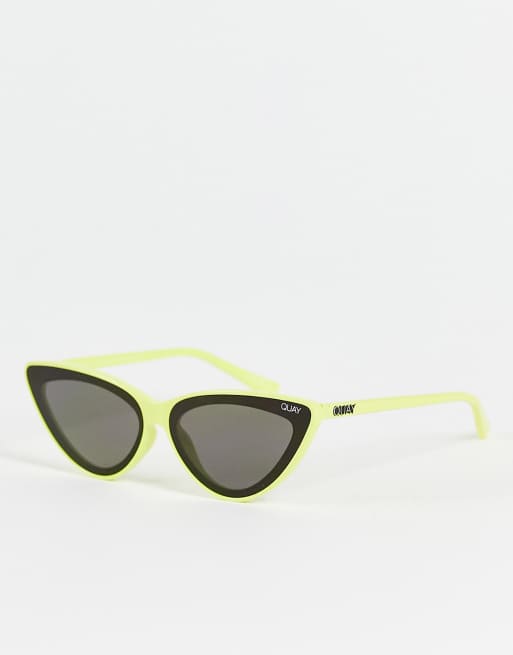 Quay – Cat-Eye-Sonnenbrille in Gelb und Rauchgrau