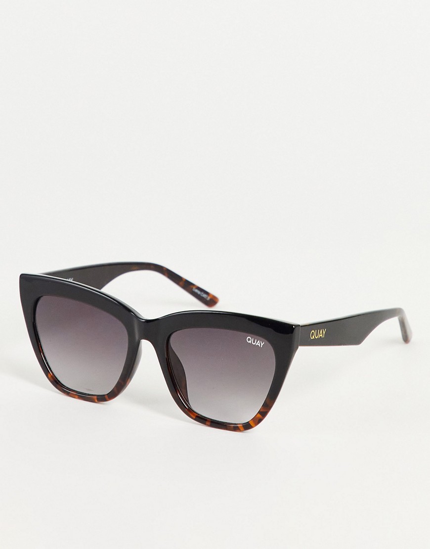 quay cat eye sunglasses in black-brown