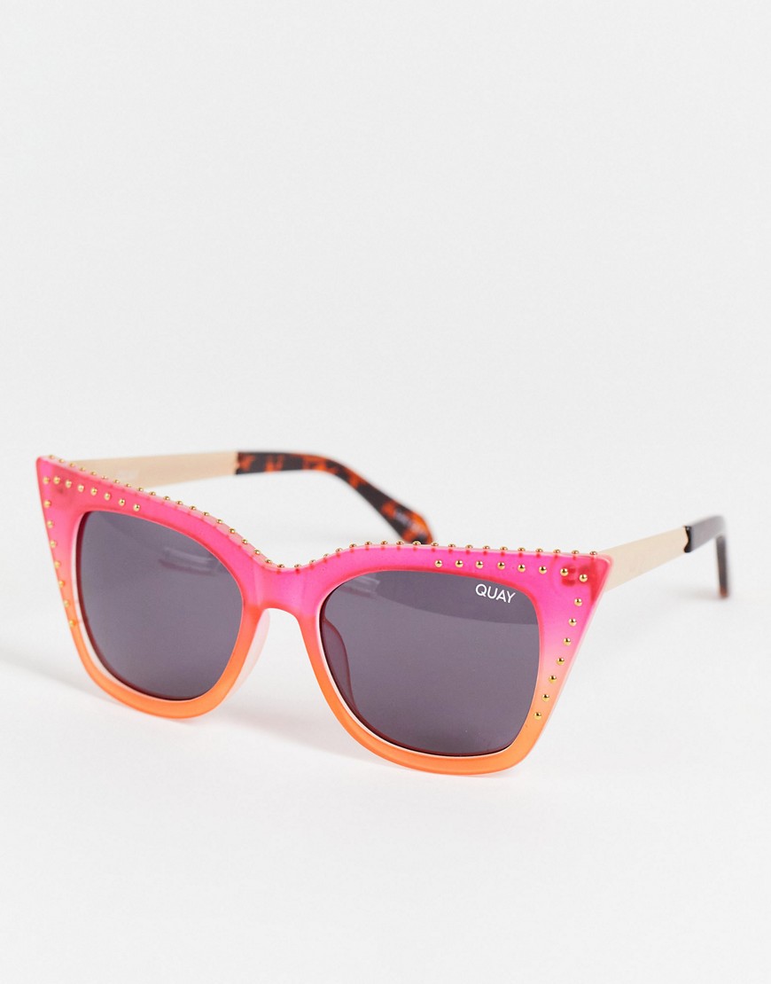 quay cat eye sunglasses in faded pink and orange-multi