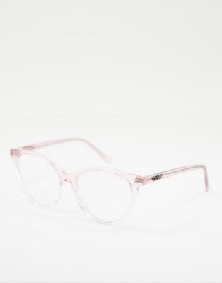 Quay cat eye blue light glasses in pink clear