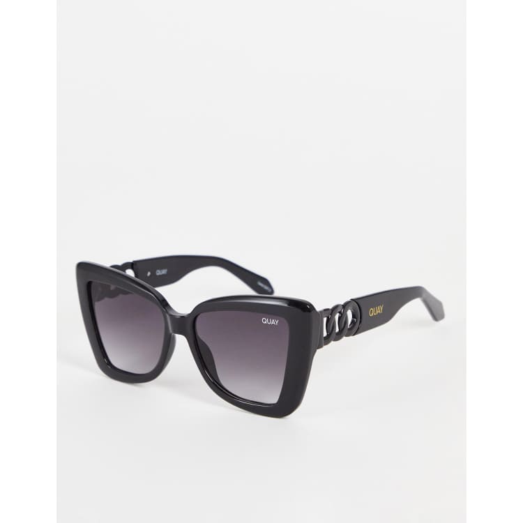 Quay Australia chain reaction Black Cat-Eye Shades braid gold sunglasses Quay Australia CHAIN REACTION Cat Eye 48mm Oversize  main image 4